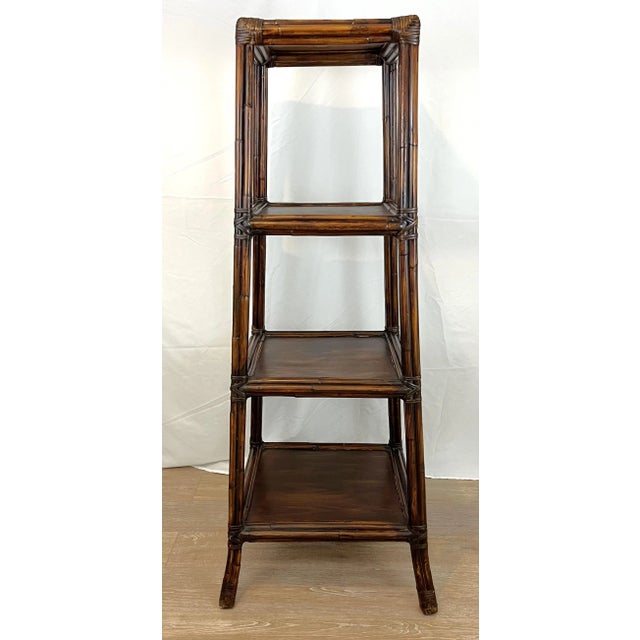 Vintage Bamboo Tiered Pagoda Étagère For Sale - Image 4 of 12