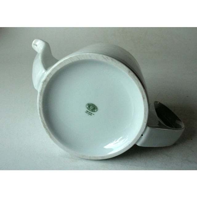1930s Antique German Porcelain Tea Pot With Metal Warming Hood For Sale - Image 10 of 11