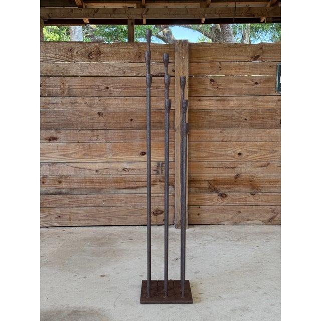 Mid-20th Century Forged Iron Nine-Light Candle Holder in the Manner of Harry Bertoia For Sale In Naples, FL - Image 6 of 11