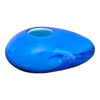 Late 20th Century Dynasty Gallery Blue Swirl Flower Frog Ikebana For Sale
