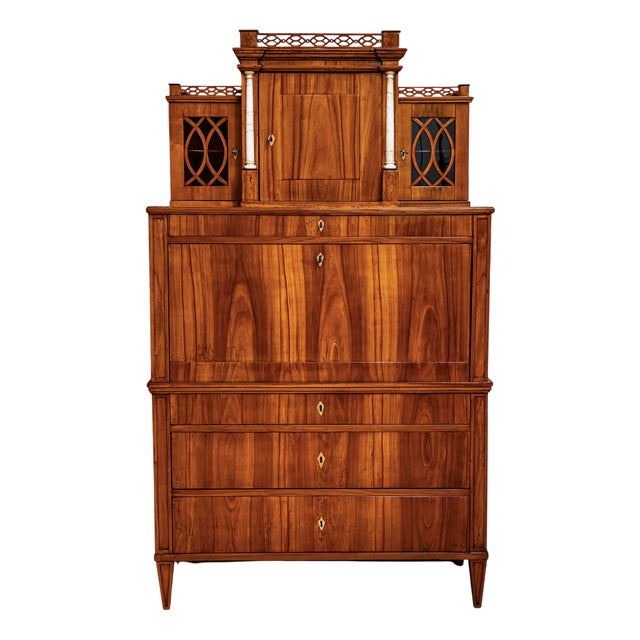 Biedermeier Secretary Desk with Upper Cabinet, Central Germany, 1820 For Sale