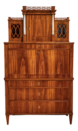 Biedermeier Secretary Desk with Upper Cabinet, Central Germany, 1820