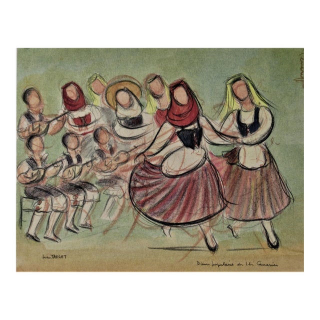 Jean Target, Danse populaire des Isles Canaries (Dance Popular from the Canaries Islands), Circa 1950 For Sale