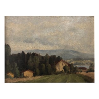 Marius Chambaz, Près des Tuileries avec vue sur lac et le Salève, Oil on Cardboard, Framed For Sale