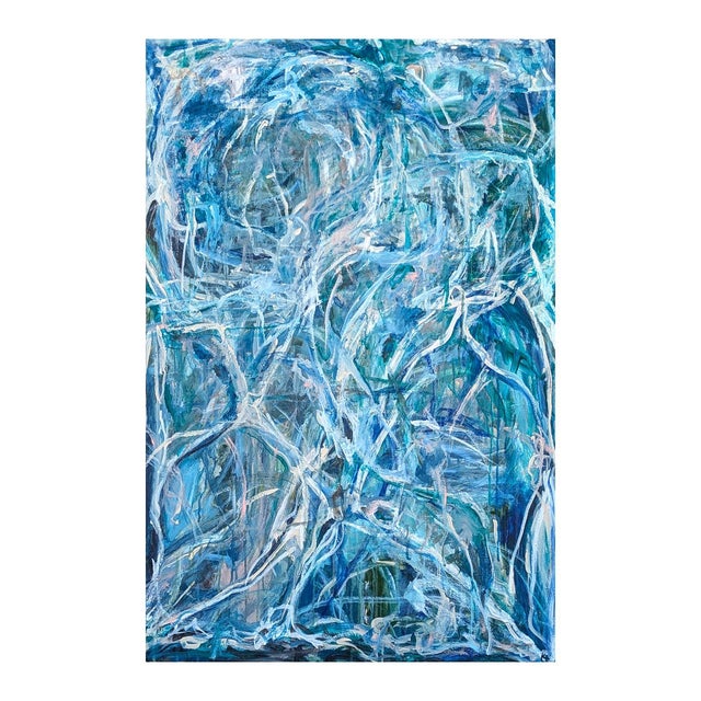 Contemporary Kristi Haines Herman “Helping You Say Goodbye To Me” Contemporary Gestural Blue Abstract Painting, 2024 For Sale - Image 3 of 10