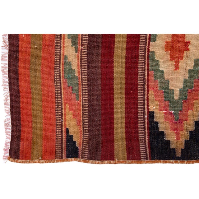 1960s Vintage Turkish Kilim Multicolor Handmade Tribal Wool Rug For Sale - Image 4 of 8