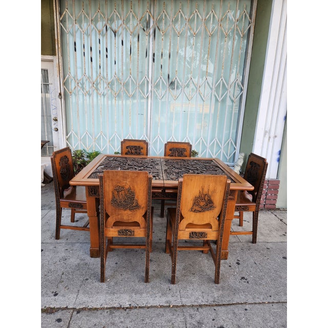 1940s Dining Table With Chairs - Set of 7 For Sale - Image 10 of 10