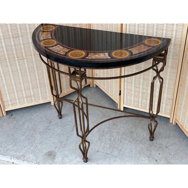 Half Moon Marble Top Demilune Console Table For Sale - Image 12 of 12