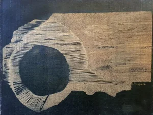 Night Sun - Original Woodcut on Canvas by Laura D'Andrea - 2000s 2000s
