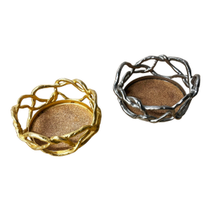 1990s Michael Aram Vintage Silver/Gold Tone Pair Wine Coasters