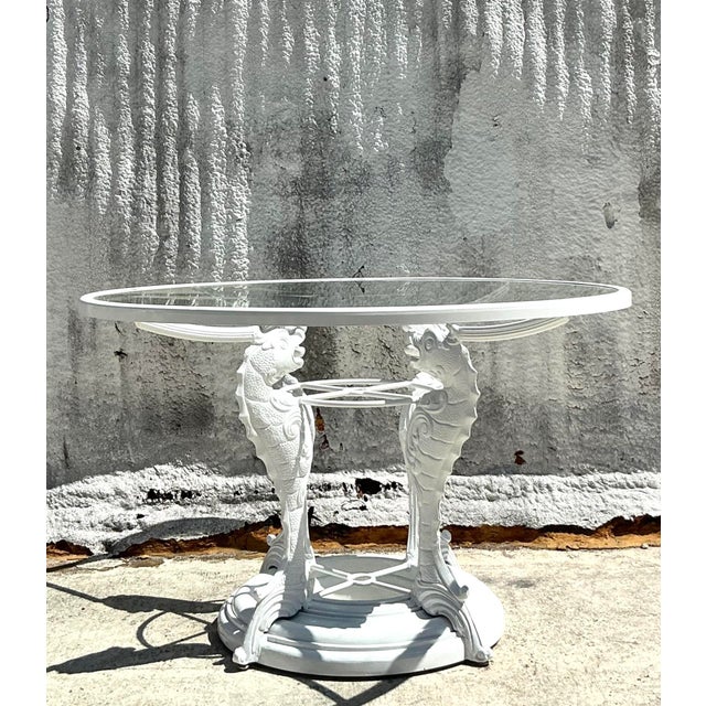 Vintage Coastal Wrought Iron Koi Dining Table For Sale - Image 9 of 11