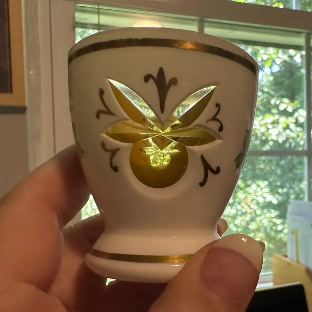 Antique Bohemian White Art Glass Cut to Amber Cordial Decanter & 6 Glasses For Sale - Image 10 of 13