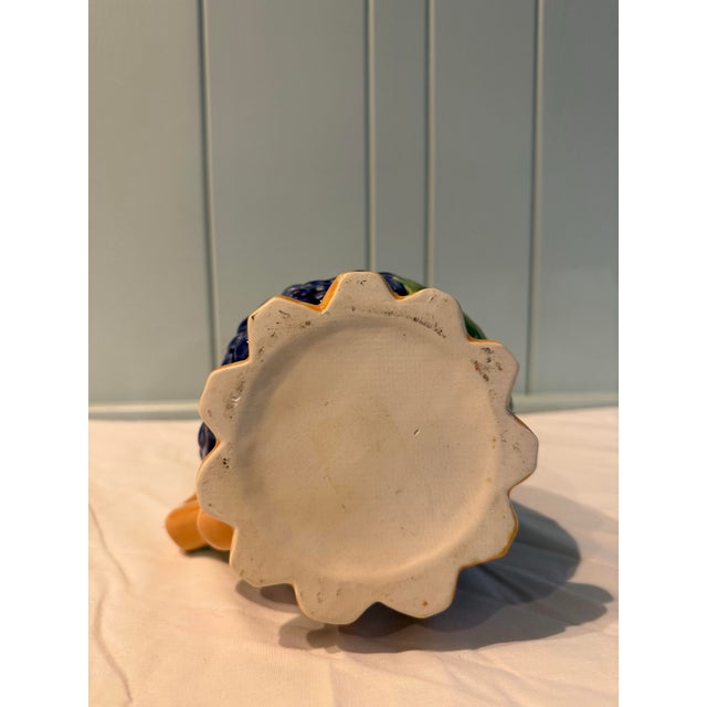 Vintage Majolica Style Grape Wine Pitcher With Blue/Purple Grapes For Sale - Image 10 of 11