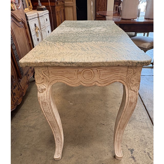 Wood 19th Century French Louis XV Style Marble Top Console Table For Sale - Image 7 of 13