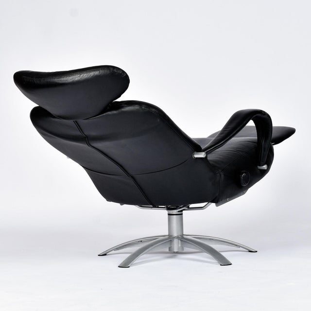 Early 21st Century Pair of Percival Lafer Black Leather Brazilian Modern Recliners For Sale - Image 5 of 12