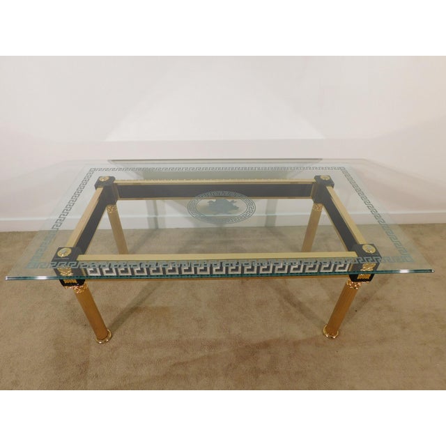 Vintage Italian Versace Home Etched Eglomise Medusa Glasstop Greek