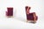 Pair of 2 Swedish spectacular lounge armchairs with varnished oak frame and pink purple striped fabric upholstery, loose...