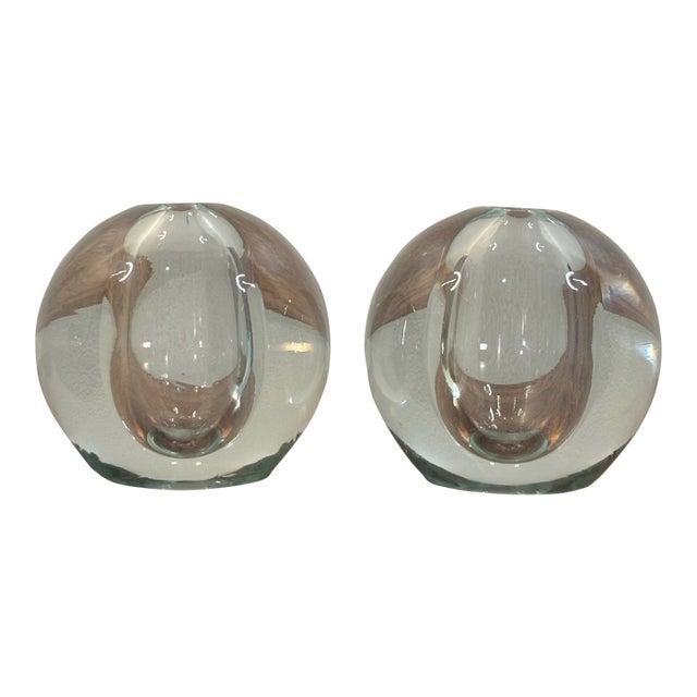 1960s Swedish Blown Glass Bud Vases, Pair, Scandinavian Modern For Sale