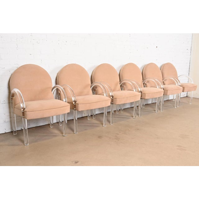 Leon Rosen for Pace Collection Modern Art Deco Lucite Waterfall Armchairs, Pair For Sale - Image 11 of 12
