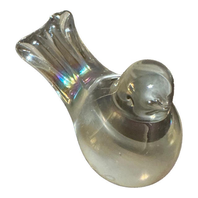 Beautiful Clear Iridescent Glass Bird For Sale
