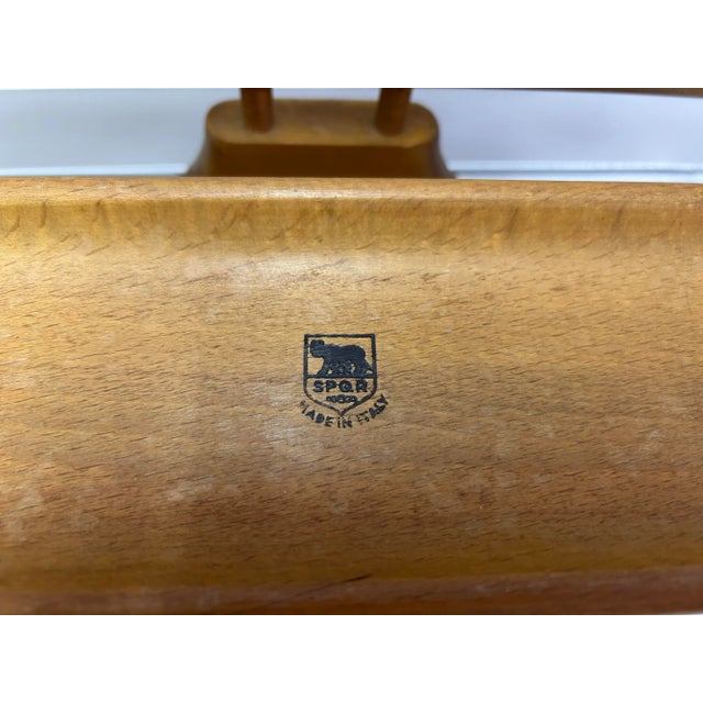 1960s Vintage Mid-Century Modern Italian Birch and Brass Men's Valet Chair With Drawer For Sale - Image 4 of 7