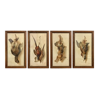 Set of Four 19th Century English Framed Hunt Trophy Lithographs For Sale