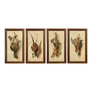Set of Four 19th Century English Framed Hunt Trophy Lithographs