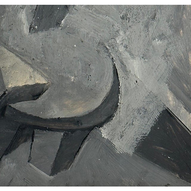 Mid Century French Abstract Figure Painting in Grey and Black on Paper. Signed With Mat For Sale - Image 4 of 5