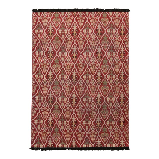 Rug & Kilim Classic Style Rug in Red and Beige Floral Pattern, 3x12 For Sale