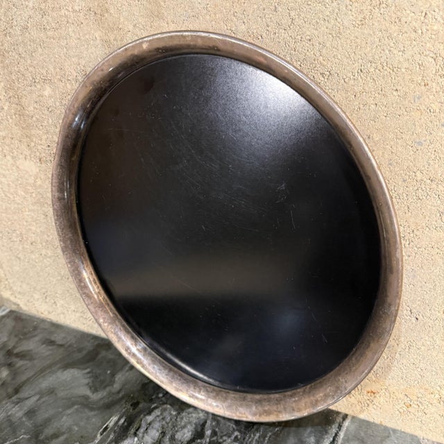 1960s Modernist Silver Plated & Black Melamine Serving Tray Italy Argente For Sale - Image 5 of 9