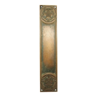 Antique Yale 15.125 In. Bronze Floral Door Push Plate For Sale