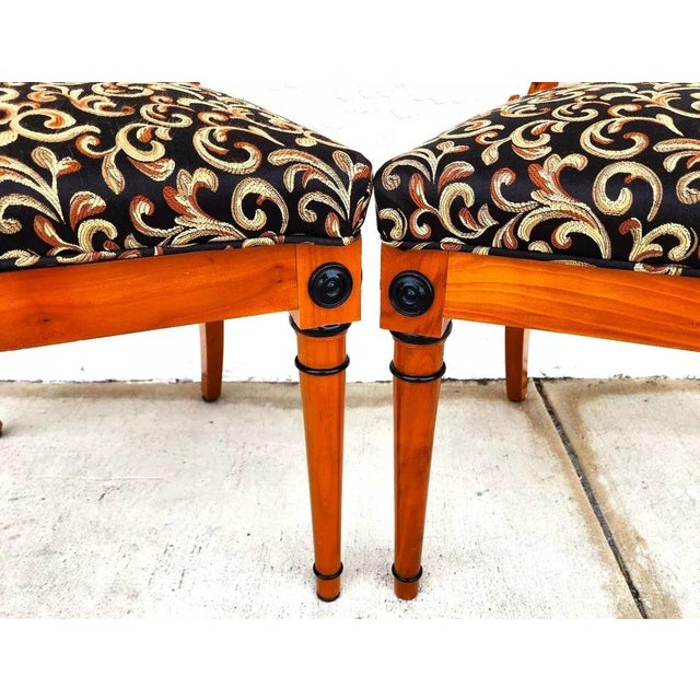 Neoclassical Pair of Biedermeier Empire Chairs Burl For Sale - Image 3 of 12