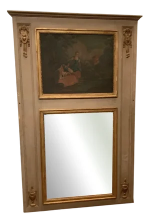 Louis XVI Style Trumeau in Patinated and Gilded Wood