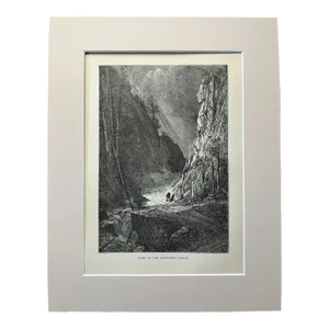 Antique 1874 Wood Engraving "Gate of the Crawford Notch" NH in 11x14 Mat