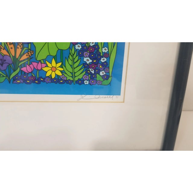 1990s Artist Signed Floral Print, Framed For Sale - Image 4 of 8