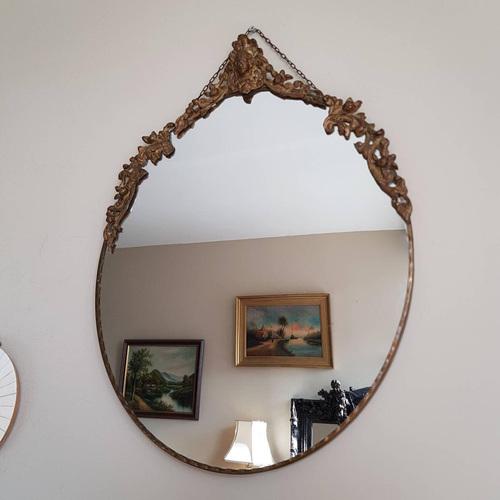 Vintage Baroque Italian Oval Wall Mirror For Sale - Image 5 of 9