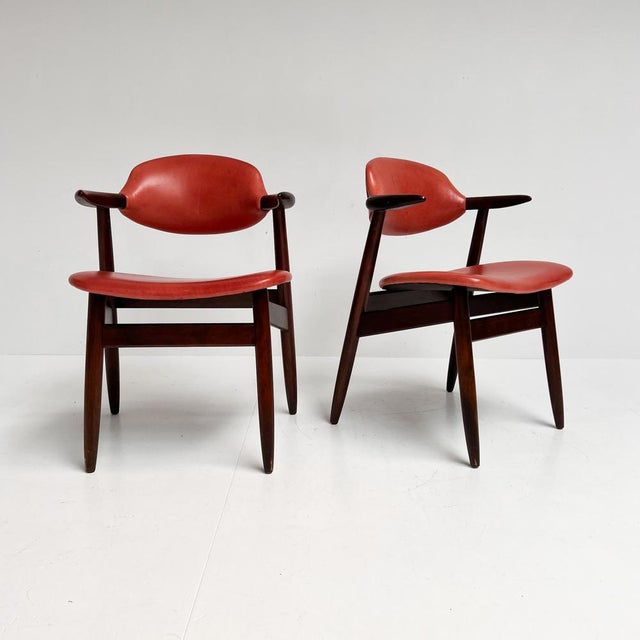 Red Colored Leather Cowhorn Chair, 1970s For Sale - Image 16 of 16