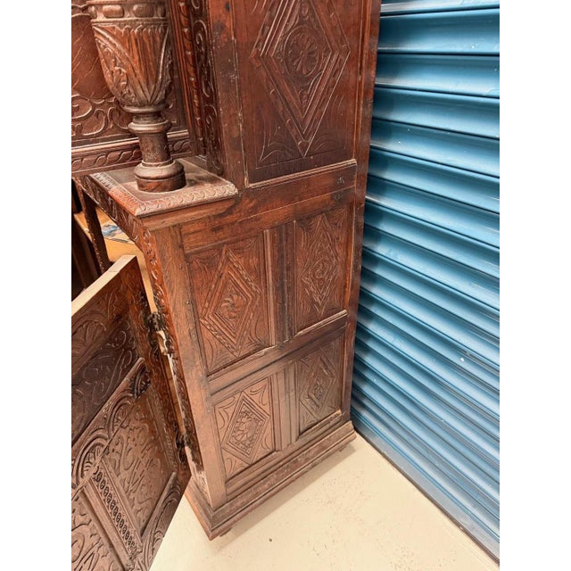 Antique Carved Oak Court Cupboard For Sale - Image 10 of 13