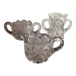 1920s American Brilliant Cut Glass Tea Set- 3 Pieces