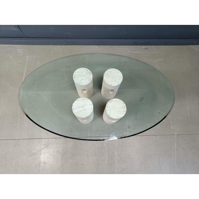 Vintage Travertine and Glass Coffee Table, 1970s For Sale - Image 4 of 18