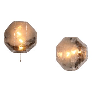 Large Glass Wall Lights by J.T Kalmar, 1970s, Set of 2 For Sale