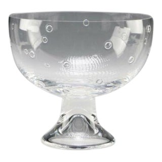 Vintage Steuben Joel Smith Design Art Glass 'Bubble Bowl 1999-Signed Etched Crystal For Sale