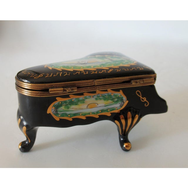 Limoges, France Rochard, Hand-Painted Baby Grand Piano Enameled Porcelain Trinket Box For Sale In West Palm - Image 6 of 14