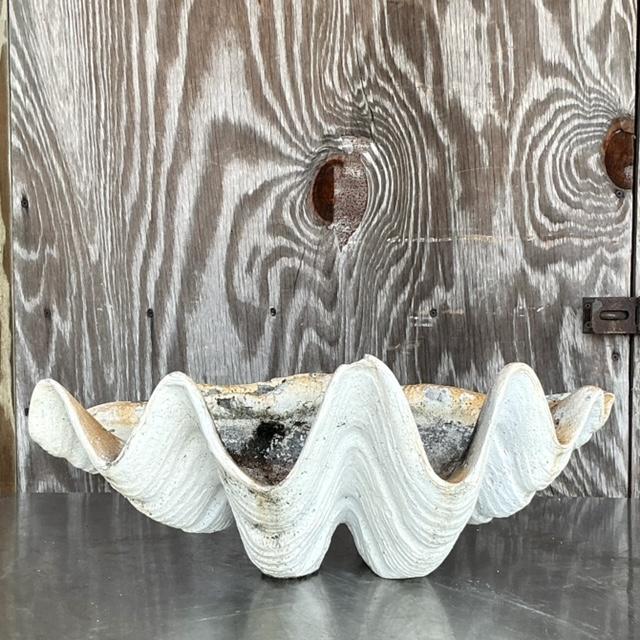 Alabaster Vintage Costal Gigas Resin Clam Shell For Sale - Image 8 of 8