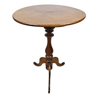 Antique Victorian English Round Tripod Side Table in Mahogany, 1890 For Sale