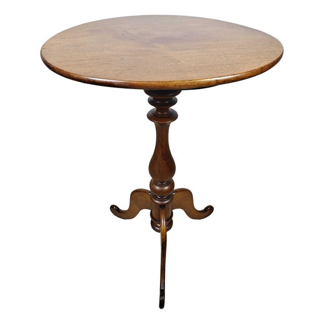 Antique Victorian English Round Tripod Side Table in Mahogany, 1890 For Sale