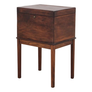 Antique Flame Walnut Wine Cellarette on Stand For Sale