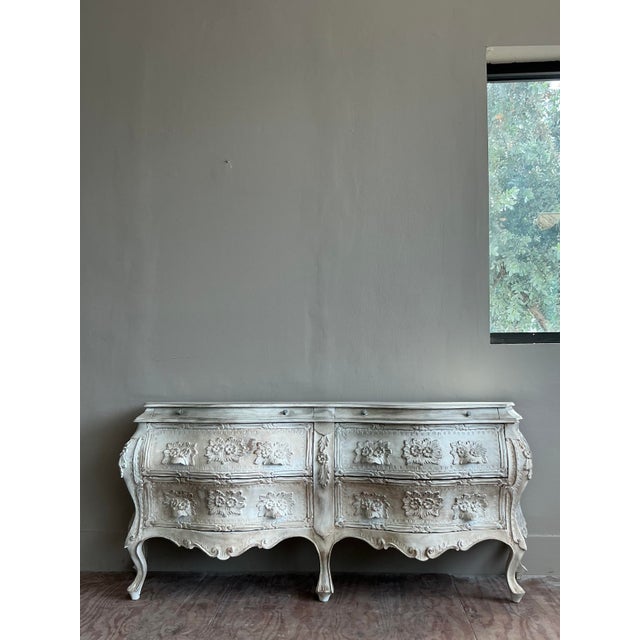 Wood Vintage Regency Washed Bombe Double Dresser For Sale - Image 7 of 8