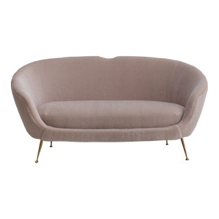 Mid Century Italian Settee in Mohair by Isa Bergamo For Sale