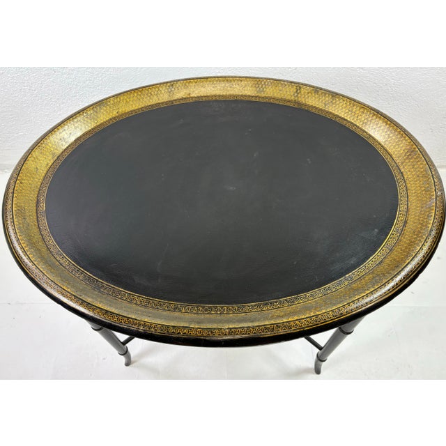 Black Late 19 Century Regency Style Papier-Mâché Tray Table For Sale - Image 8 of 12